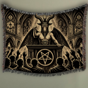 Baphomet Woven Blanket, Dark Occult Cathedral Throw